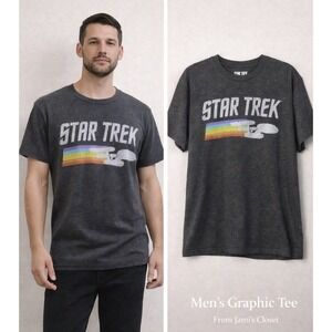 Star Trek Rainbow Enterprise Graphic Tee Shirt Men's XL (46–48) Space Speckled